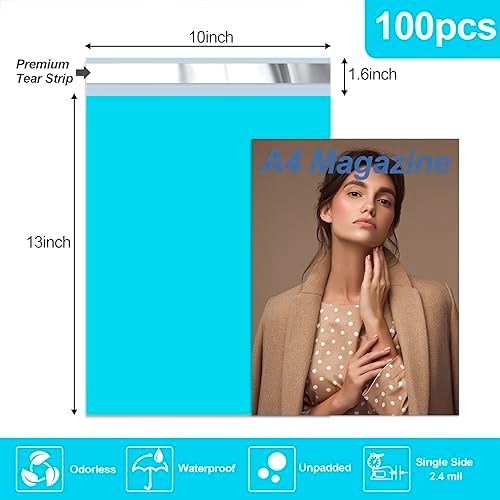 JinRuiKJ Poly Mailers 10x13 Inch, 100 Pcs Shipping Bags, Blue - Image 2
