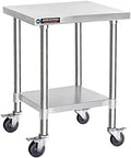 DuraSteel 30x18 NSF Stainless Steel Cart Work Table - Heavy Duty Rolling Food Prep Table - Metal Utility Cart on Wheels Caster, Grill Stand Microwave Outdoor Kitchen Tables Countertop Island Large Top by DuraSteel