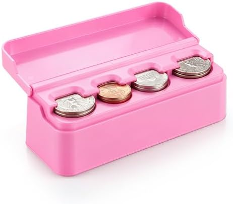 SINGARO Coin Holder for Car, Coin Change Organizer Compatible with Coins of Different Sizes, Dash-Mounted Holder Suitable for Most Cars, Trucks(Pink) by SINGARO