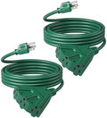 DEWENWILS 2 Pack 10FT Green Halloween Tri-Tap Extension Cord, ETL Listed by DEWENWILS
