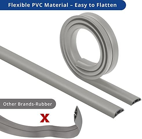 Cord Cover Floor 6ft Grey, PVC Floor Cable Cover, Cord Hider Floor Cord Protector Prevent Cable Trips & Protect Wires, Floor Cable Management Hide Cords on Floor, Cord Cavity - W0.47 x H0.28 - Image 6