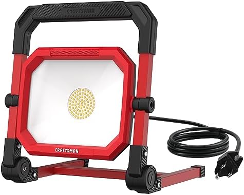 CRAFTSMAN 4500LM 46W LED Work Light, Wet Rated, 450W Equivalent, 5ft 1.52m Cord with Plug, 4000K, Fold-Flat Design, 360° Rotating Head, Portable Working Lights for Workshop Garage, Construction Site by CRAFTSMAN
