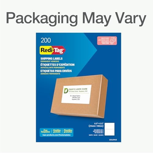 Redi-Tag 5.5" x 8.5" Shipping Labels, 200 per Pack, White, Laser & Inkjet Half Sheet Printer Labels, Self-Adhesive, Permanent Stick, Smudge-Resistant, Perfect for Shipping, Mailing, and Warehouse Use - Image 5