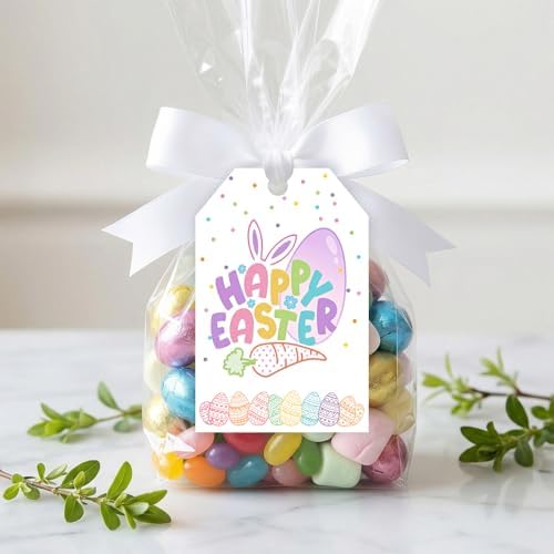 Happy Easter Gift Tags 50PCS, Easter Tags with String for Gift Wrapping, Easter Party Favor Tags, Hanging Tags for Treat Bags, Easter Gift Packaging Decorations - Image 5