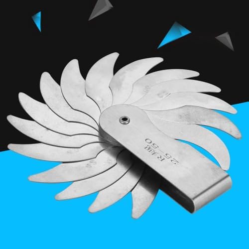 Steel Radius Gauge R25-50/R52-100MM - Radius Fillet Gauge External Internal Concave Convex Measuring Tool Radius Fillet Gauge 16 Blades(R25-50MM) - Image 3
