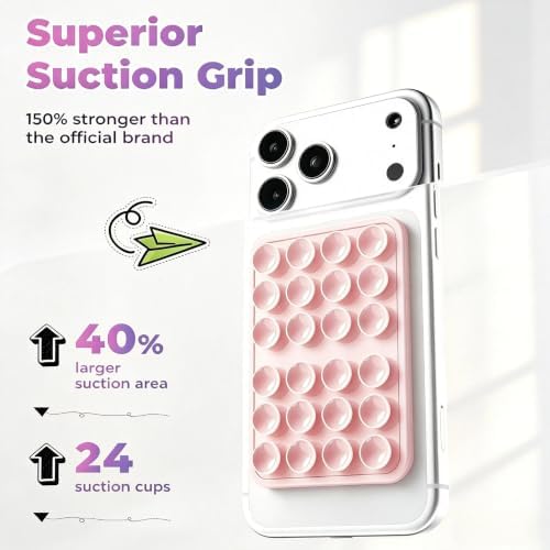 (2 Pack) Magnetic Suction Sticky Phone Grip for Magsafe, Pink & Black - Image 4