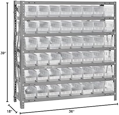 Quantum Storage Systems 1839-103CL Solid Heavy Duty 7 Shelves 48 Economy Clear Bins 39" H x 36" W x 18" D - Image 2