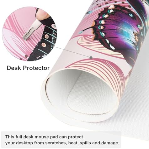 QiyI PU Leather Large Mouse Pad, Office Decor, 31.5" x 11.8", Butterflies - Image 5