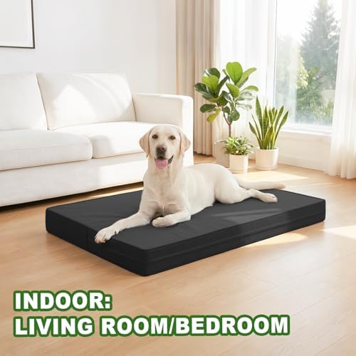 XXL Dog Bed Waterproof Washable, Wipeable Leather Large Crate Pad 48" Black - Image 4