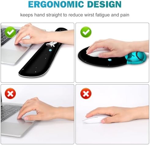 Gaming Mouse Pad, Large Desk Mat, Cute Desk Pad Protector, 4in1 XXL Mousepad + Keyboard Wrist Rest+Mouse Wrist Rest+Coaster Set with Ergonomic Desk Pad for Home Office PC Computer, Cool Space Alien - Image 3