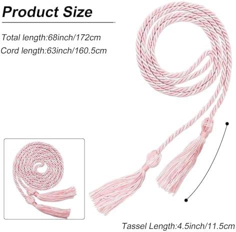 GraduationMall Graduation Honor Cord 68" PinkWhite - Image 4