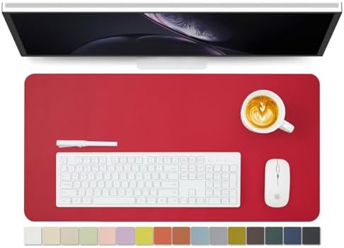 Leather Desk Mat - Non-Slip PU Desk Pad for Office and Home - Desk Organization and Accessories - Ideal for Large Mouse Pad and Desk Mats on Top of Desks (Rose Red,27.6"x 13.8") by HOMIEAZICOZI