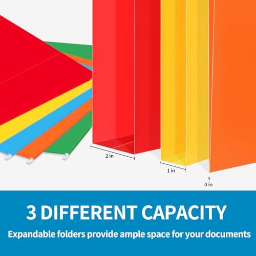 24 Pack Hanging File Folders, Letter Size with 1/5-Cut Adjustable Tabs, 12 Selected Color - File Folder Organizer for Filing Cabinet Office Home, Designed for Bulky Files, Medical Charts - Image 4