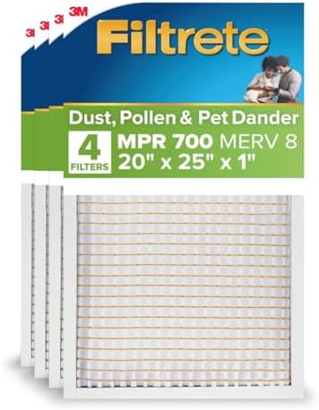 Filtrete 20x25x1 Air Filter, MERV 8, MPR 700, 4 HVAC Filters by Filtrete