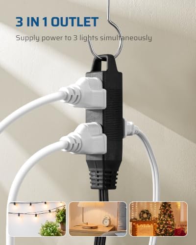 DEWENWILS 25FT Flat Extension Cord 3 Outlet, 16/3, Black, ETL Listed - Image 3