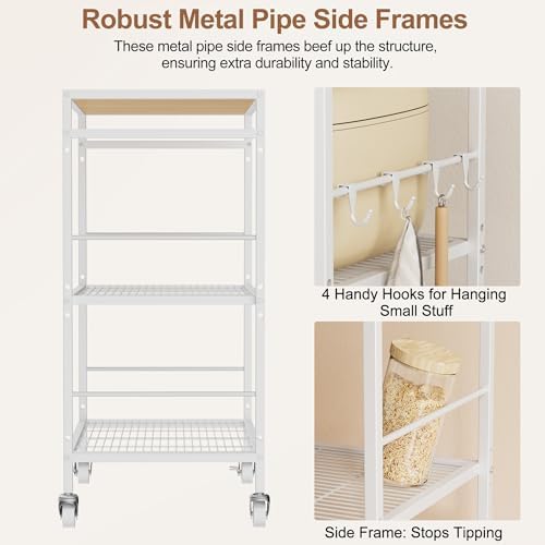 3 Tier Rolling Kitchen Microwave Cart, Utility Cart , Microwave Stand White - Image 5