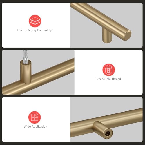 homdiy 10Pack 3.75in Cabinet Handles Champagne Bronze Kitchen Cabinet Pulls Drawer Pulls for Dresser Drawers - Image 4