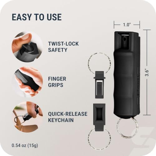 Sabre Pepper Spray with Quick Release Keychain for Self Defense – Multi Pack Max Strength OC with UV Marking Dye, Twist Lock Safety, Finger Grip, 10‑Sec. Spray, 14‑ft Range, Made in USA, 0.54 fl oz - Image 6