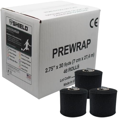 Shield Athletic Underwrap | Bulk Case of 48 Rolls of PreWrap, 2.75" X 30 SYards (Black) by SHIELD