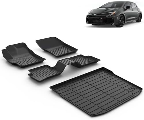 Floor Mats & Cargo Liner for 2026 2025 2024 2023 Toyota GR Corolla All Weather TPE Car Mats Trunk Mat Toyota GR Corolla Floor Mats Accessories Black by VOUKIY