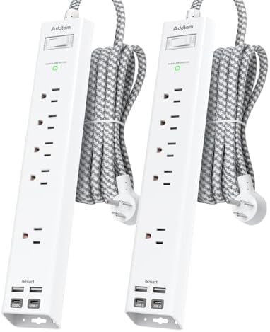 2 Pack Surge Protector Power Strip -6ft Extension Cord, 5 Outlets 4 USB by Addtam