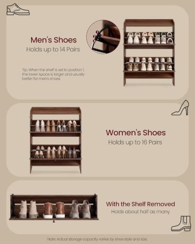 VASAGLE Narrow Shoe Storage Cabinet Organizer with 2 Flip Drawers - Image 5