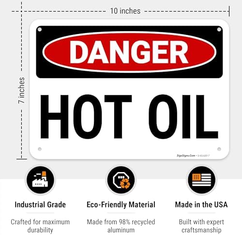 Danger Hot Oil OSHA Sign, - Image 3