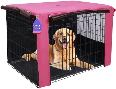 HiCaptain 48-Inch Dog Crate Cover with Mesh, Waterproof Kennel Cover, Pink by HiCaptain