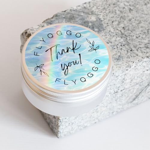 2-Inch Round Holographic Thermal Sticker Labels, with Rainbow Wave and Glitter Deign, for Every Tags, Custom DIY Logo Deign, Waterproof and Tear-Resistant, No Residue Removable, Ocean Light Blue - Image 4