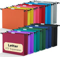 2.5" Expanding Large Hanging File Folders,12 Pack Plastic Extra Capacity Hang Folder Letter Size,Colored Office Heavy Duty File Cabinet Folder with Tab,Sturdy Hanging Organizer for Bulky Files by NORDUN