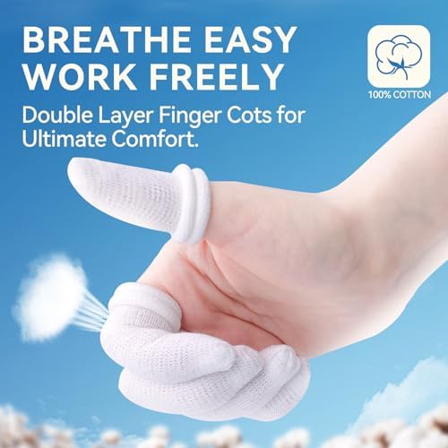 Dimora Finger Cots, Pack of 60 (Large Size) Finger Protectors, Breathable Bandages for Wound Care, Stretchy Sleeves for Gardening, Fitness and Cargo Handling, White - Image 2