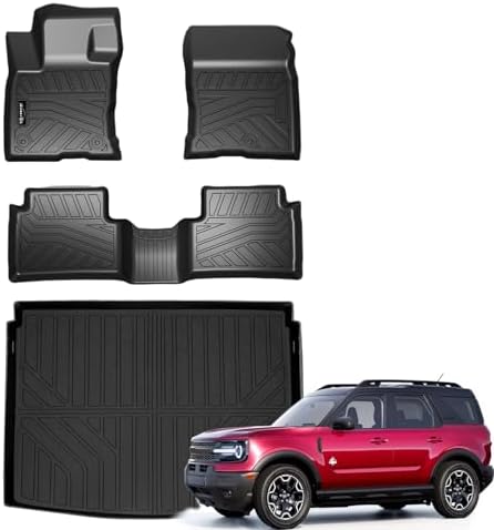 Floor Mats for 2021-2024 2025 2026 Ford Bronco Sport, Only Fit Sport Version(Non Hybrid), TPE 2 Row Floor Liners & Cargo Mats for Ford Bronco Accessories by AltraVosAllWeatherCarMats