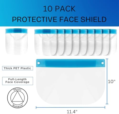 Mystic Romance 10 Pack Face Shields – Reusable Anti-Fog Full Face Protection – Clear Safety Gear for Work, Salons & Travel - Image 4
