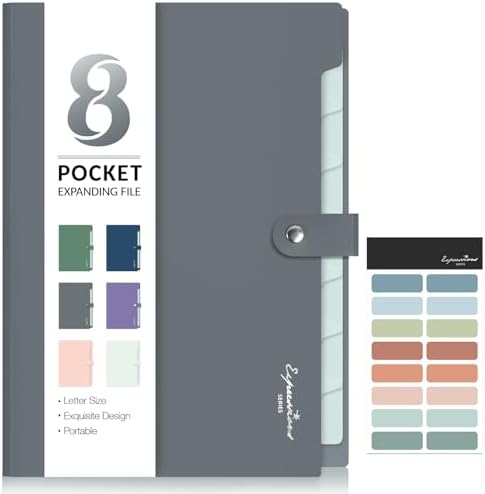 Sooez Elegant Accordion File Organizer, 8 Pocket Expanding File Folder by Sooez