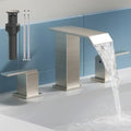 SSREEZNX Bathroom Sink Faucet 3 Hole, Waterfall Bathroom Faucets Brushed Nickel, Modern Bathroom Faucet 2 Handle with Pop-up Drain and Water Line for Vanity by Sreeznx