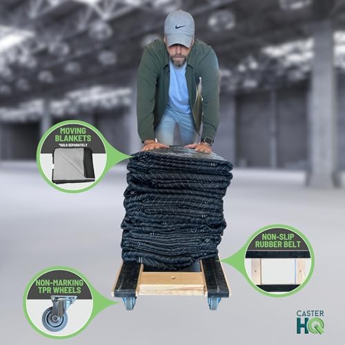 Made in USA Premium Solid Oak Furniture Dolly, 2-Pack - 18"x30" H-Frame w/Non-Slip Grip, 3.5" Non-Marking Wheels, Heavy-Duty 1000 lbs Capacity Each (18"x40" Dolly 2-Pack) - Image 6