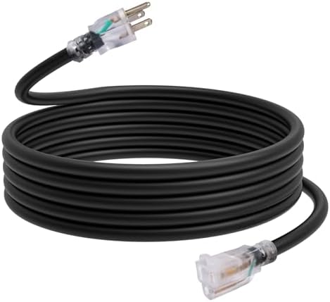 EP 15 Ft 12/3 SJTW Lighted Outdoor Extension Cord, Black by ENERGYPRO