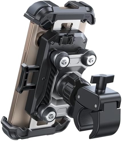 JOYROOM Motorcycle Phone Mount Holder - [Dual Vibration Dampener] 150mph Anti-Shock Phone Holder for Motorcycle [Upgrade Handlebar Clamp] - Bicycle Bike Phone Holder Mount for 4.7-7" Cell Phones by JOYROOM
