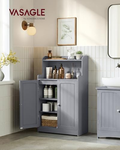 VASAGLE Tall Bathroom Storage Cabinet, Floor Cabinet with 2 Doors, 39.4" H - Image 2