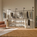 pamo Wall Mounted Clothing Rack with Oak Sheves – 154" W × 87" H, 1235 lbs by pamo