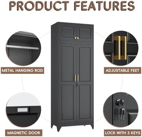 SteeLoong Armoire Wardrobe Closet,86" H Wardrobe Cabinet with Locking Doors - Image 4