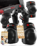SKATEWIZ Knee and Elbow Pads Adult - Skating Protective Gear Adult - Shield - Size L Black - Skate Gear Roller Skates, Skateboard and Inline Skates by SKATEWIZ