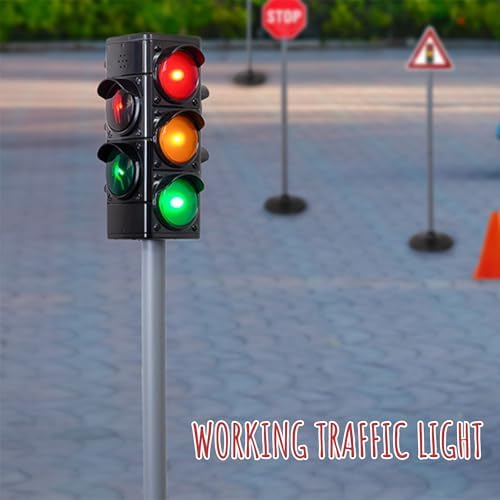 Attatoy Large Traffic Signs Playset (32pc Set), 42in Tall Street Sign and Traffic Light Set for Play with Ride-On Cars and Vehicles - Image 3