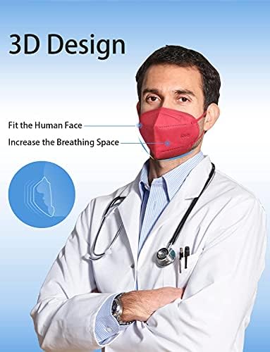 HUHETA KN95 Face Mask, 30 Pack Individually Wrapped, 5-Ply Breathable and Comfortable Safety Mask, Filter Efficiency Over 95%, Protective Cup Dust Masks Against PM2.5 (Multicolored Mask) - Image 3