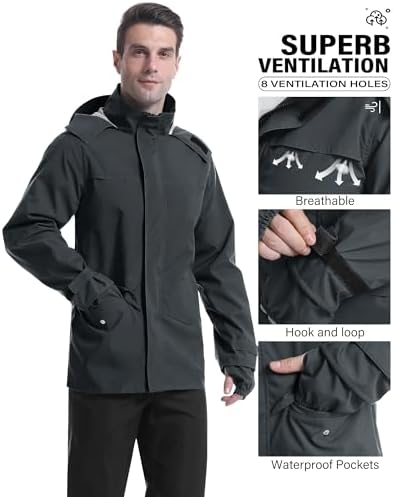 iCreek Rain Suit Waterproof Breathable Lightweight 2-Piece Rain Gear Unisex - Image 2