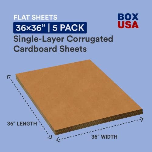 BOX USA Moving Corrugated Sheets large, 36"L x 36"W, 5-Pack | Corrugated Cardboard Sheets for Packing, Shipping and Storage 36x36 - Image 2