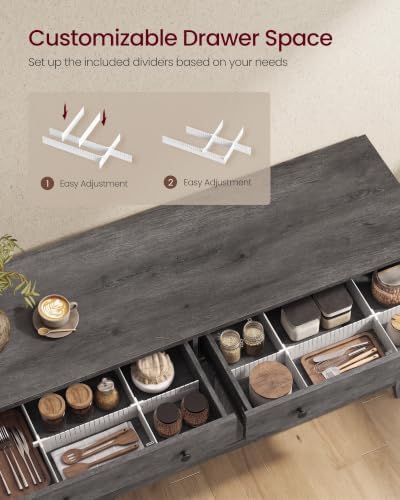 VASAGLE Farmhouse Buffet Cabinet, Coffee Bar with 2 Drawers - Image 5