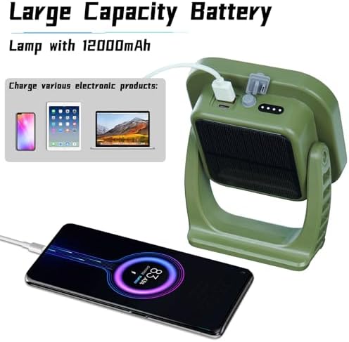 Portable Work Light, 4000LM, IP65 Waterproof Magnetic Work Lights with Stand, 12000mAh PowerBank LED Rechargeable Lights, 1/4” Threaded Port Flood Light for Job Site (Solar Power) - Image 5
