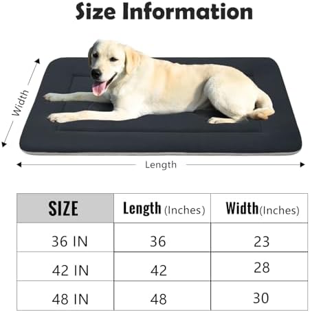 Dog Bed Soft Dog Crate Pad Mat for Medium/Large Dogs, 36 in Non-Slip Bottom Washable Dog Sleeping Mattress Pet Beds Cat Bed Kennel Pad, Dark Blue Gray - Image 6