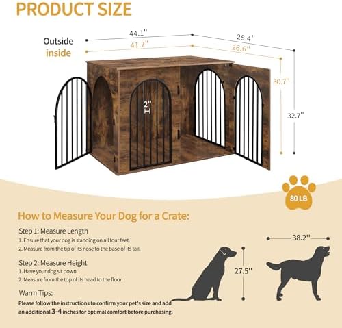 Hzuaneri 44.1'' Dog Crate Furniture,Dog Kennel Indoor for Medium/Large Dogs - Image 2